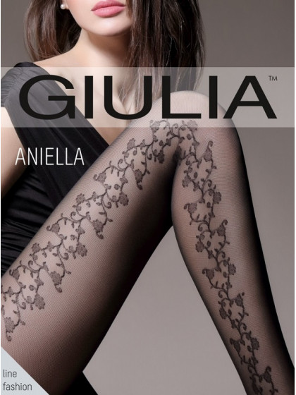 Giulia Aniella 40 Den Model 2 колготки с эффектом микротюля и боковым цветочным узором