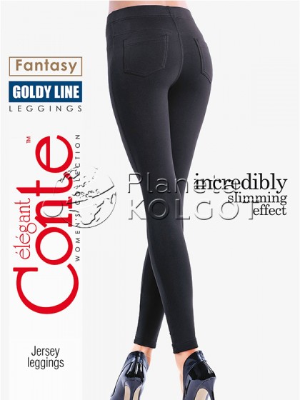 Conte Elegant Goldy Line женские трикотажные лосины (леггинсы) с накладными функциональными карманами и имитациями спереди