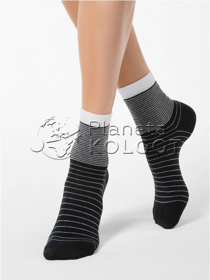 Conte Elegant Classic 7С-22СП 058 женские классические носочки из хлопка с рисунком "в полоску"