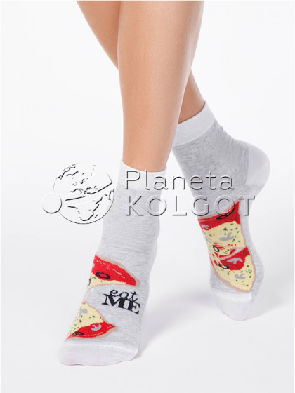 Conte Elegant Happy 17С-21СП 129 женские фантазийные носки из хлопка с принтом "пицца"