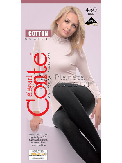 Conte Cotton 450 Den теплые зимние колготки из хлопка и акрила