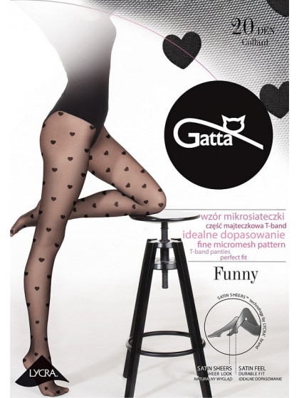Gatta Funny 08 женские колготки с фантазийным рисунком в виде сердечек