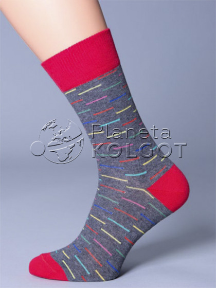 Giulia MSL-015 бавовняні чоловічі шкарпетки з контрастними вставками та візерунком "чорточки"
