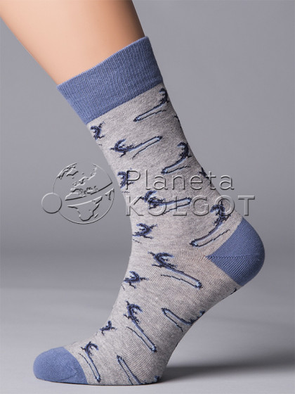 Giulia MSL-020 хлопковые мужские носки с контрастными вставками и узором "ящерицы" 