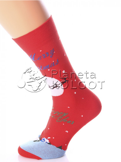 Giulia Comfort New Years 01 мужские теплые носки с принтом "Рождественский"