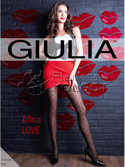 Giulia Afina LOVE 40 Den Model 2 женские колготки средней плотности с фантазийным рисунком "сердечки"