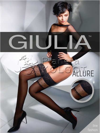 Giulia Allure 20 Den Model 16 женские фантазийные чулки из лайкры с рисунком под резинкой