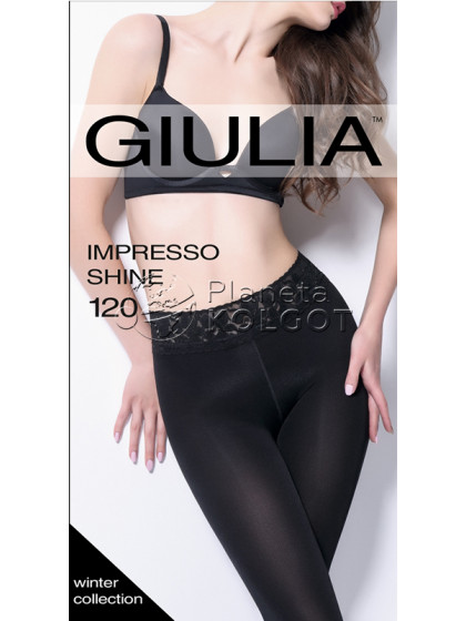 Giulia Impresso Shine 120 Den женские колготки из микрофибры с кружевным поясом на силиконовой основе