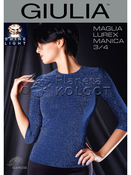 Giulia Maglia Lurex Manica 3/4 женская бесшовная футболка с рукавами 3/4 с люрексом