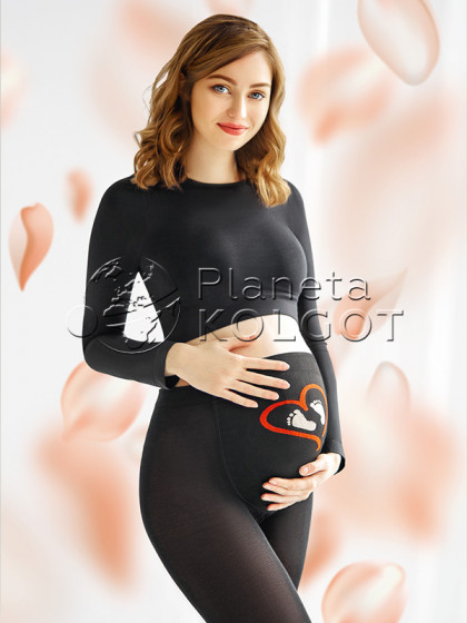 Giulia Mama Cotton Fashion Model 1 бавовняні колготки для вагітних з тематичним візерунком