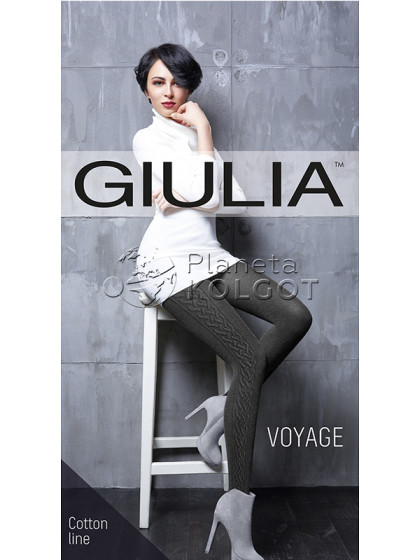 Giulia Voyage 180 Den Model 17 женские фантазийные теплые колготки с боковым рисунком "косичка"