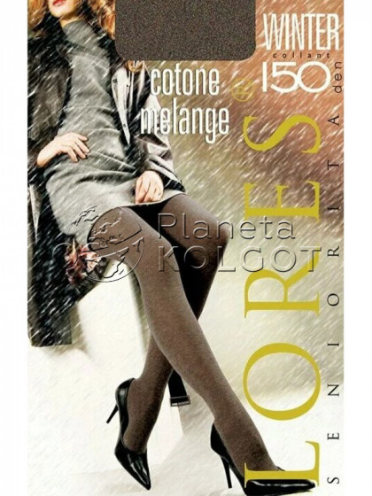 Lores Winter 150 Den Cotton Melange теплі жіночі меланжеві колготки з бавовною