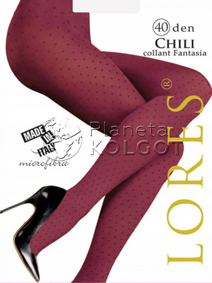 Lores Chili 40 Den жіночі кольорові колготки з візерунком у "точку"