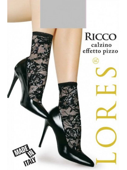 Lores Ricco Calzino женские гипюровые носочки украшенные черными паетками