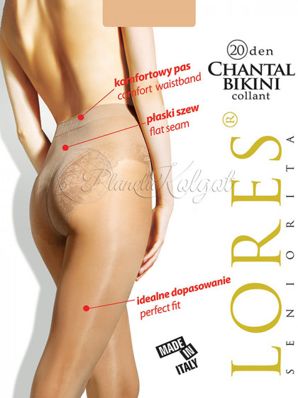 Lores Chantal Bikini 20 Den женские классические колготки с ажурными трусиками