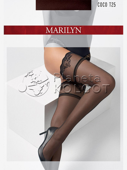 Marilyn Coco T25 женские тонкие чулки с декоративной коронкой