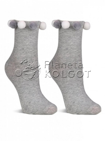 Marilyn SC M21 женские носки из высококачественного хлопка с декоративными помпонами