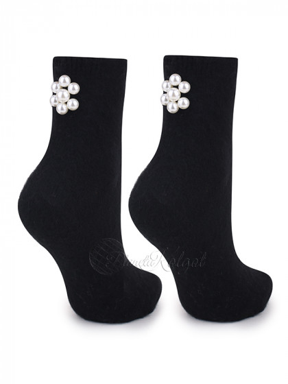 Marilyn Angora No Terry N34 женские классические носки украшенные бусинками