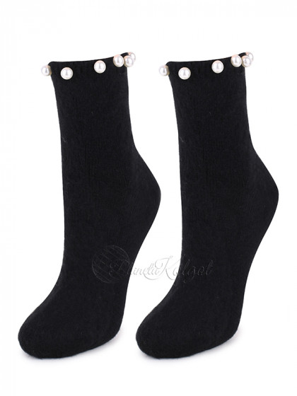 Marilyn Angora No Terry N35 классические женские акриловые носочки с бусинками