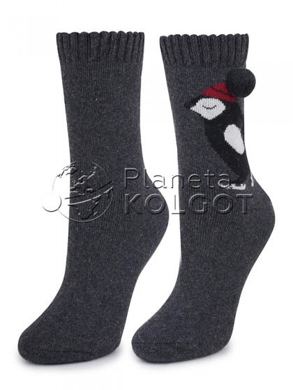 Marilyn Angora No Terry N41 классические зимние женские теплые носки с принтом