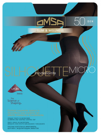 Omsa Silhouette Modellante Micro 50 Den женские корректирующие колготки с моделирующими шортиками push-up