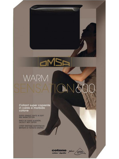 Omsa Warm Sensation 600 Den зимові класичні жіночі теплі колготки з бавовни без малюнка