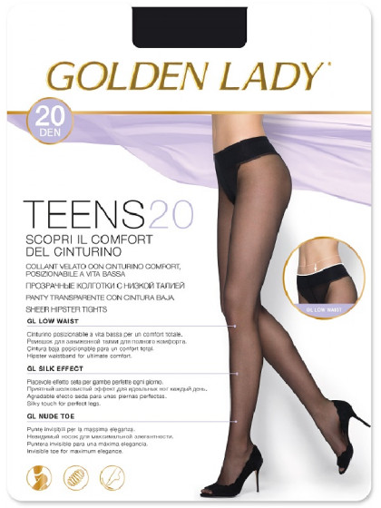 Golden Lady Teens 20 Den тонкие колготки на низкой талии