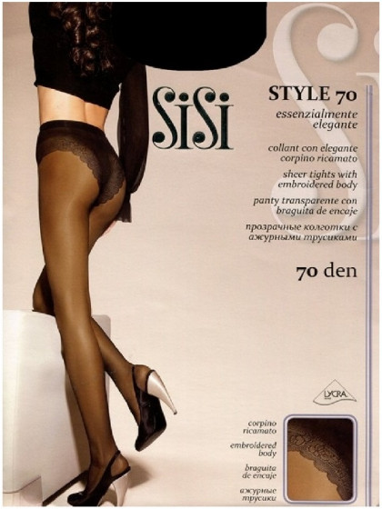 Sisi Style 70 Den плотные колготки с ажурными трусиками-бикини