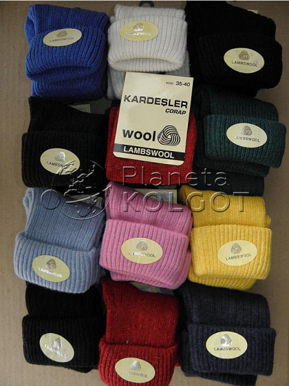 Kardesler 8011 женские зимние шерстяные носки с отворотом